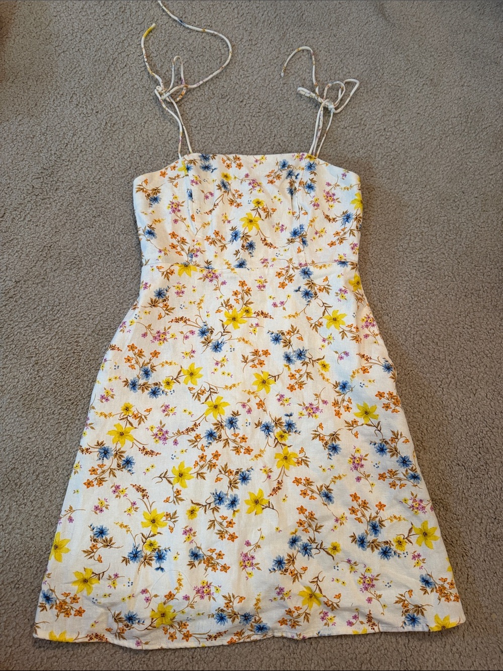 Old Navy White Floral Sundress with Yellow & Blue Flowers